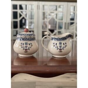 Johnson Brothers Old Granite “Hearts & Flowers” Cream and Sugar Set, Cottagecore